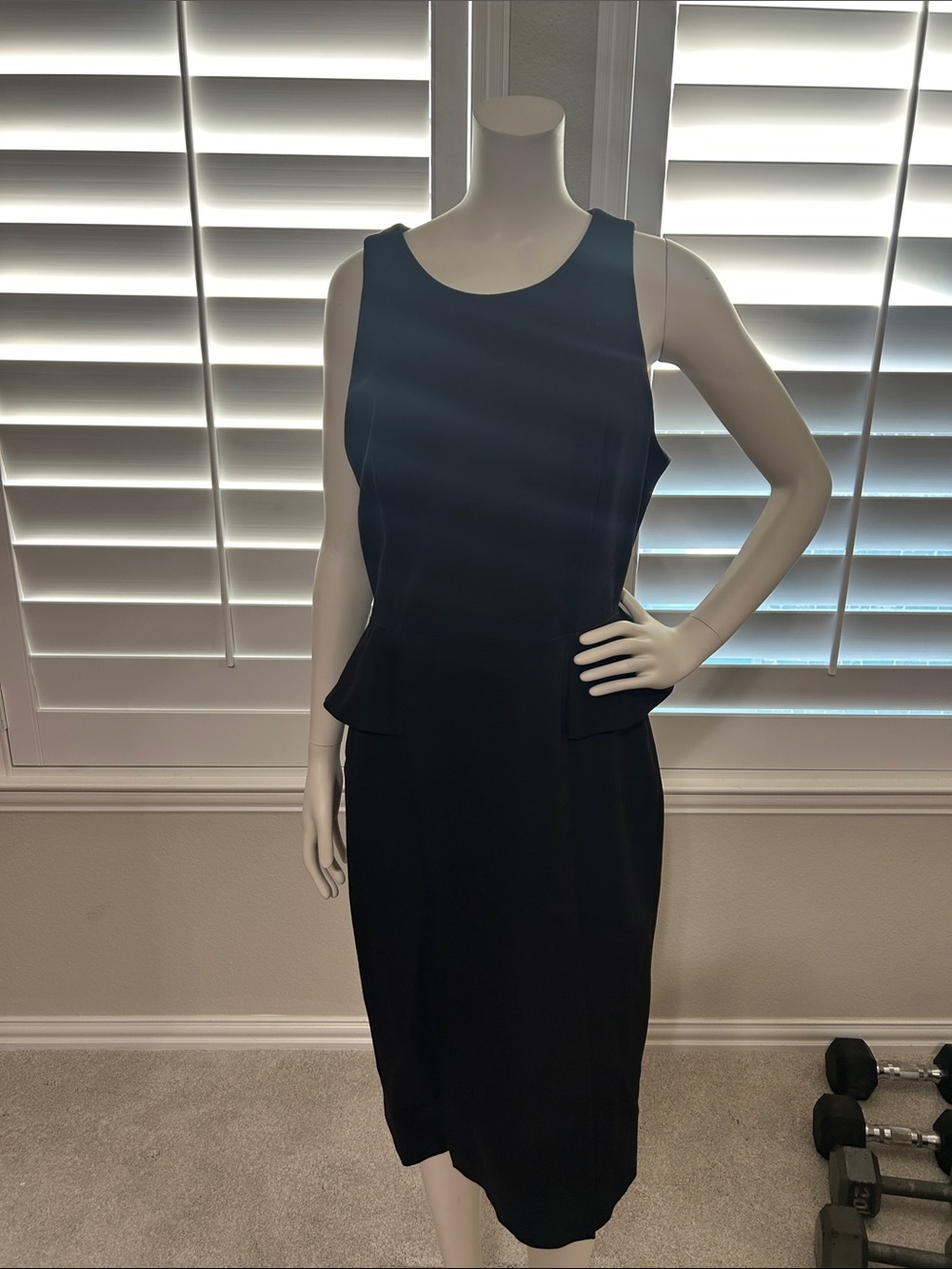 Banana Republic Black Sleeveless Peplum Midi Dress